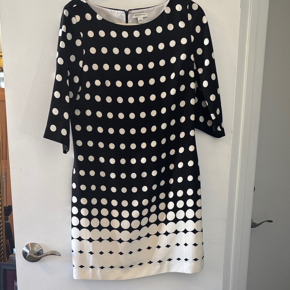 Banana Republic Black and White Polka Dot Midi Dress